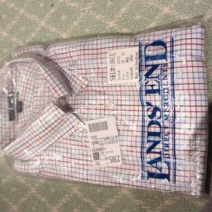 Pinpoint Oxford Lands End plaid button down 18-35 in package.